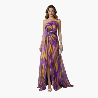 Women One Shoulder Maxi Dress with Flowing Silhouette