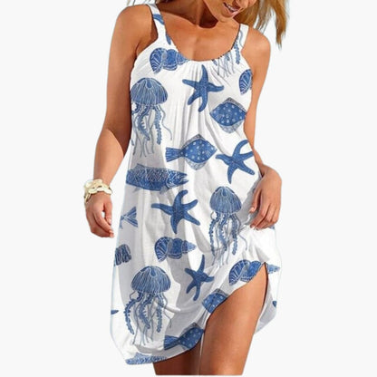 Women’s Beach Dress with Sleeveless Design and Knee Length
