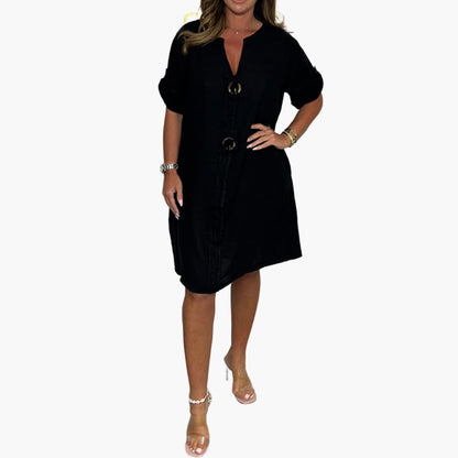Women’s Dress with Long Sleeves and Plain Surface