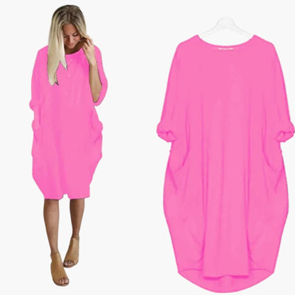 Women’s Dress with Round Neck and Short Sleeves