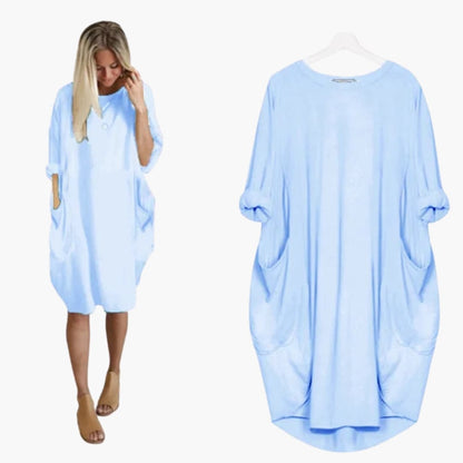 Women’s Dress with Round Neck and Short Sleeves