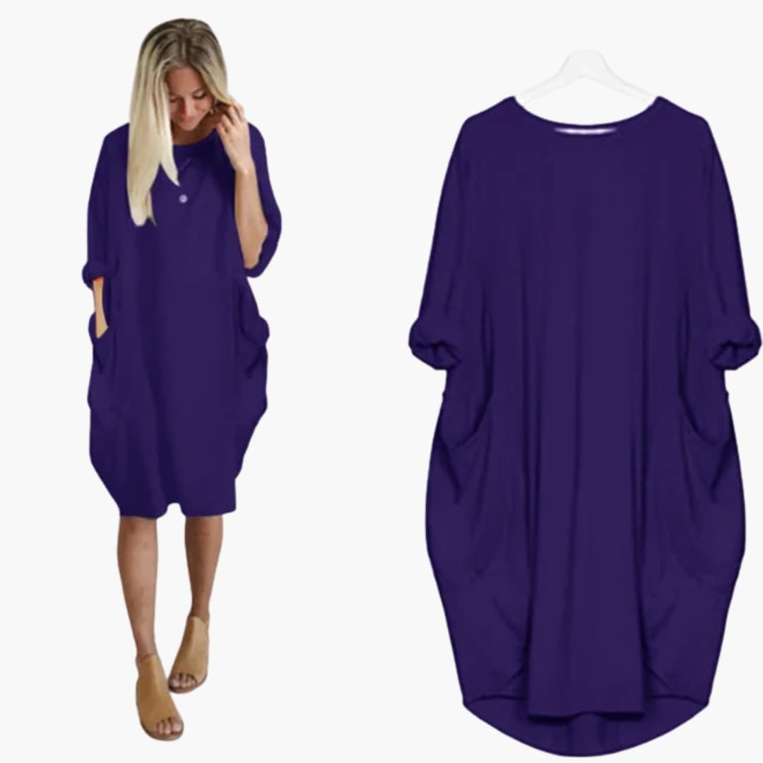 Women’s Dress with Round Neck and Short Sleeves