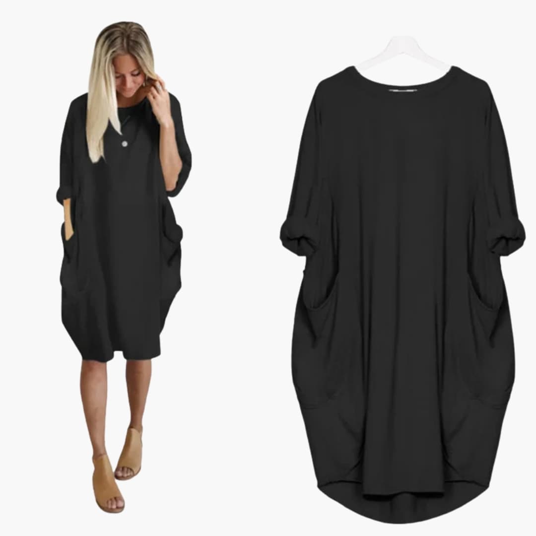 Women’s Dress with Round Neck and Short Sleeves
