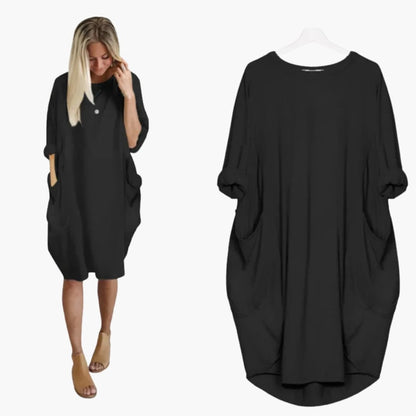 Women’s Dress with Round Neck and Short Sleeves