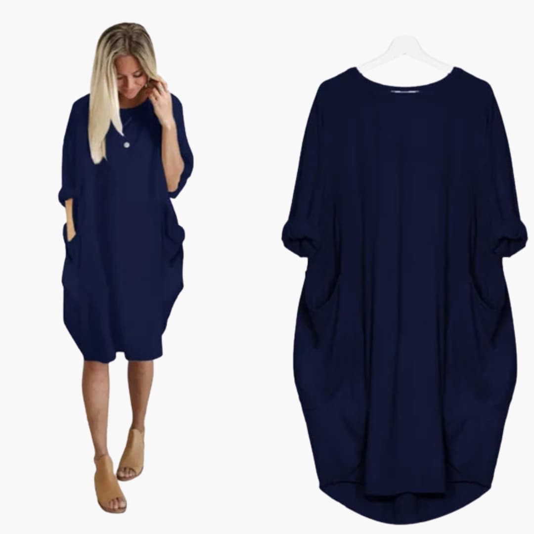 Women’s Dress with Round Neck and Short Sleeves