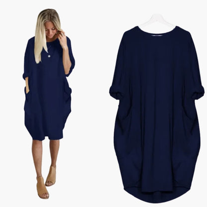 Women’s Dress with Round Neck and Short Sleeves