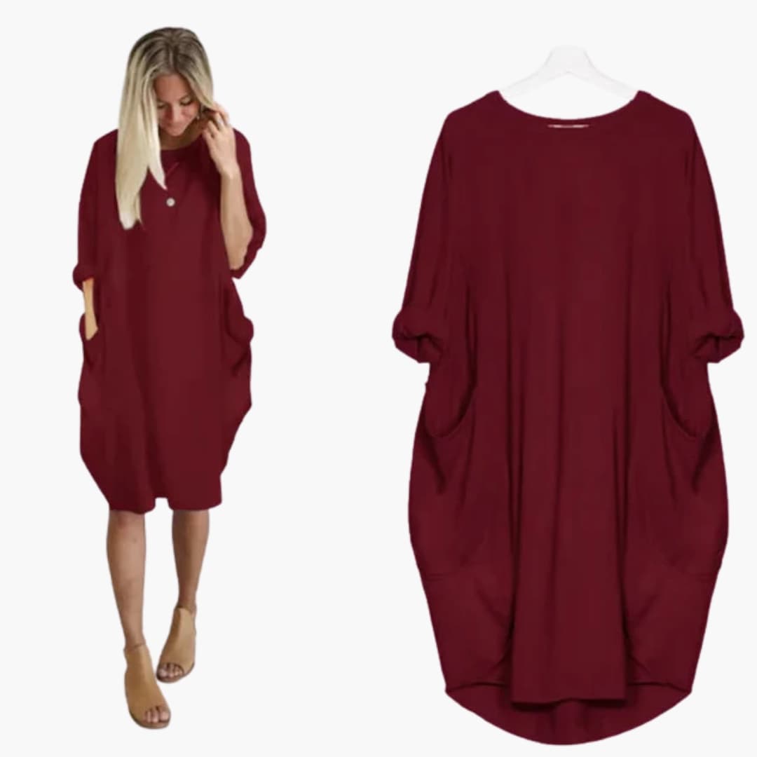 Women’s Dress with Round Neck and Short Sleeves