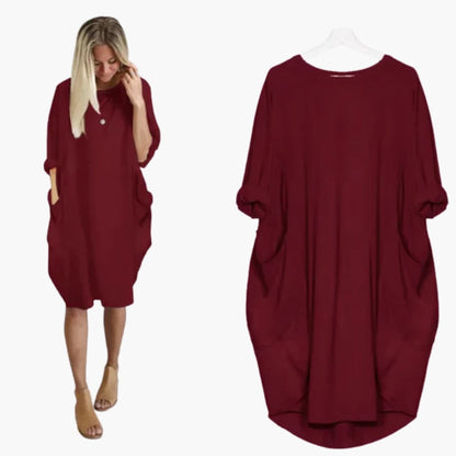 Women’s Dress with Round Neck and Short Sleeves