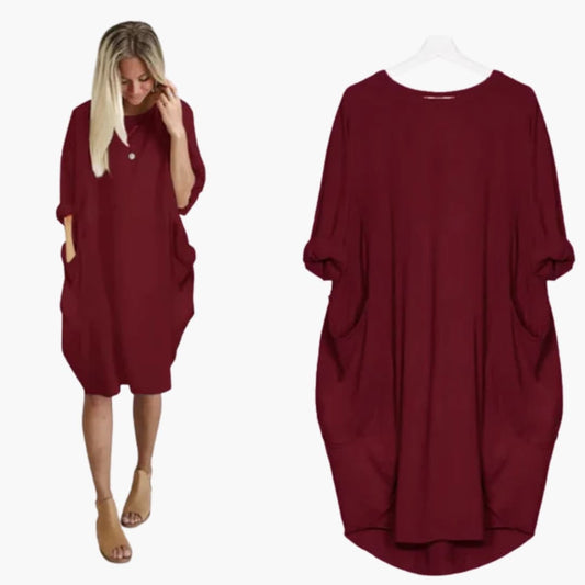 Women’s Dress with Round Neck and Short Sleeves