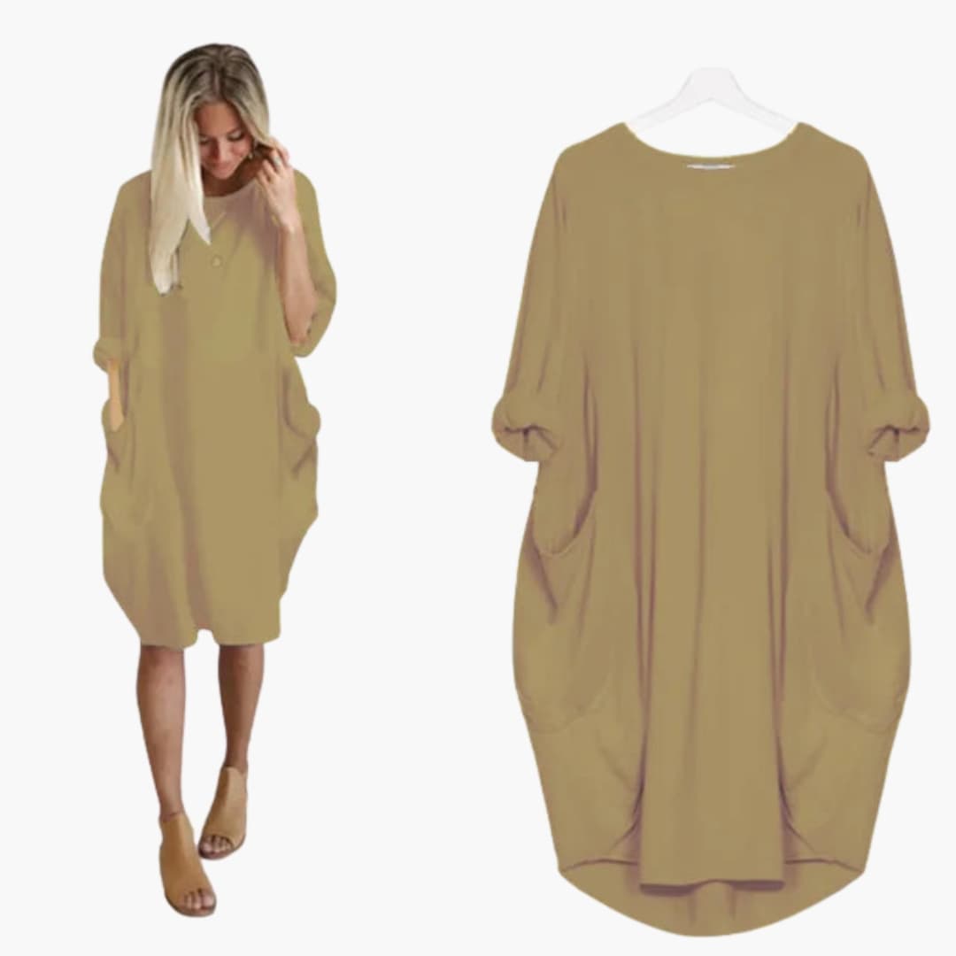 Women’s Dress with Round Neck and Short Sleeves