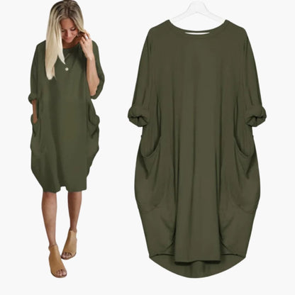 Women’s Dress with Round Neck and Short Sleeves