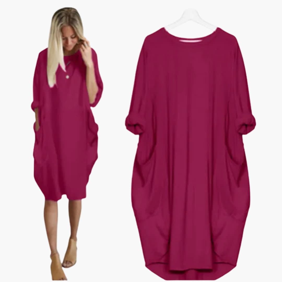 Women’s Dress with Round Neck and Short Sleeves