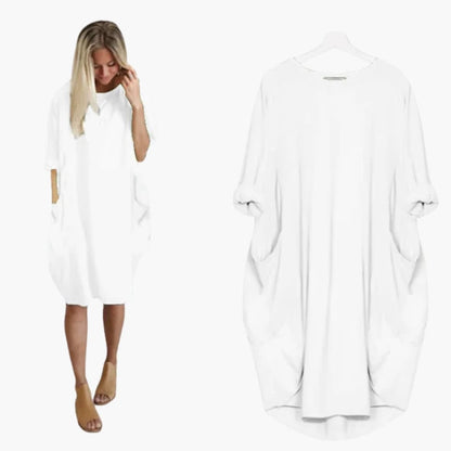 Women’s Dress with Round Neck and Short Sleeves