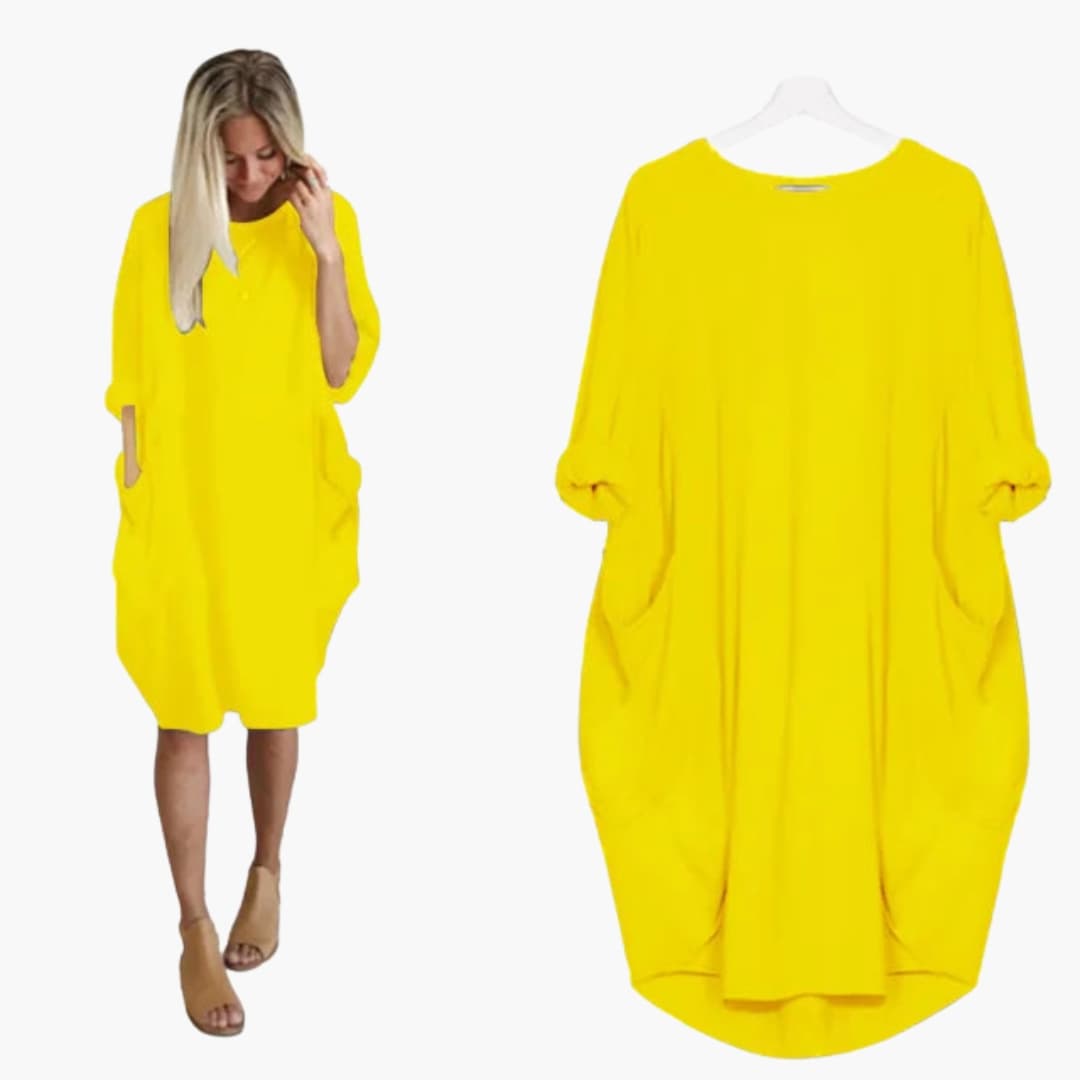 Women’s Dress with Round Neck and Short Sleeves