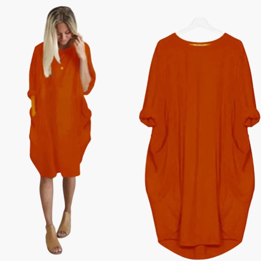 Women’s Dress with Round Neck and Short Sleeves