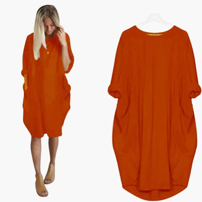 Women’s Dress with Round Neck and Short Sleeves