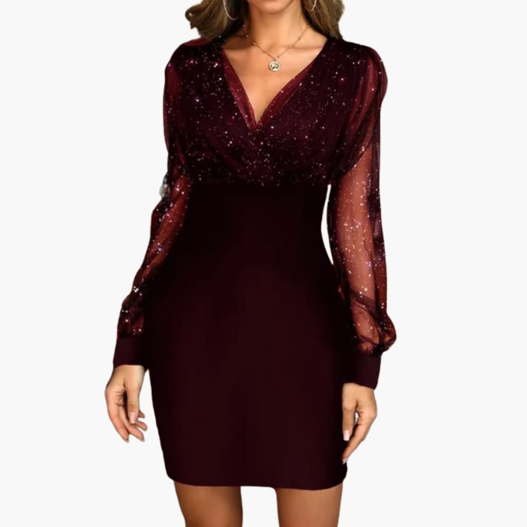 Women’s Dress with Round Neckline and Straight Skirt