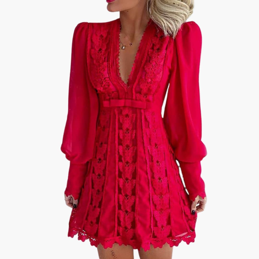 Women’s Dress with Structured Neckline and Subtle Accents
