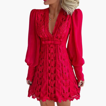 Women’s Dress with Structured Neckline and Subtle Accents