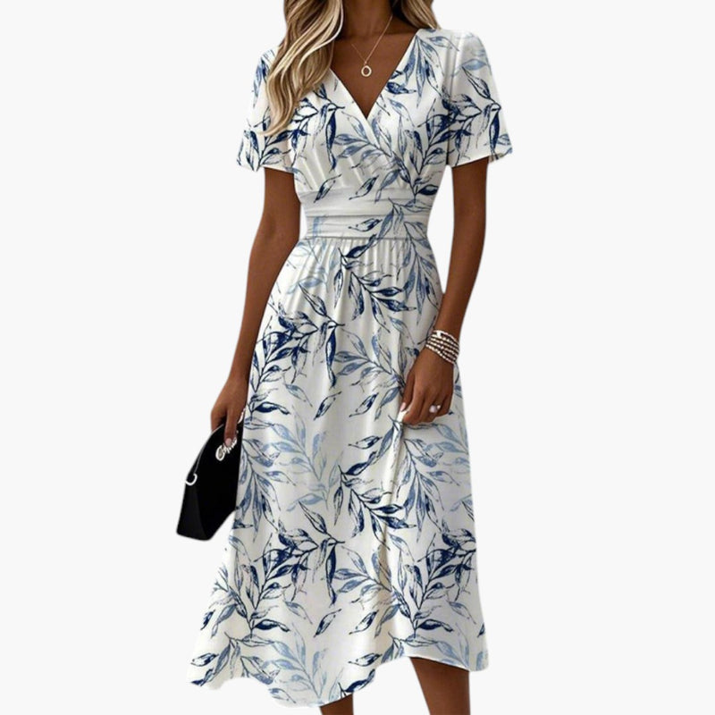 Women's Dress with Wrap Top and Stretch Waist
