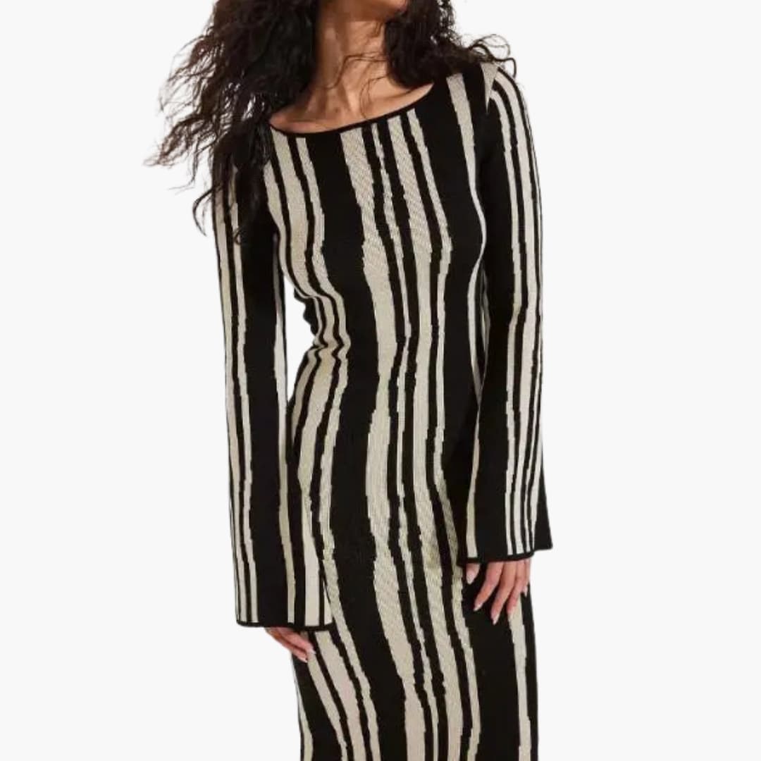 Women’s Floral Long Dress with Round Neckline