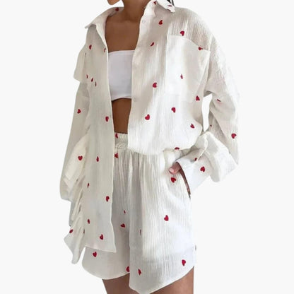 Women’s Floral Long Sleeve Shirt Dress with Ruffle Trim and Button Front