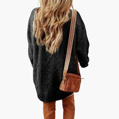 Women’s Knit Dress with Cable Detailing and Ribbed Edges