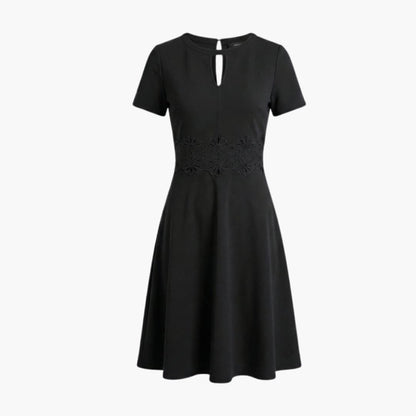 Women’s Lace Waist Dress with Short Sleeves and Defined Fit