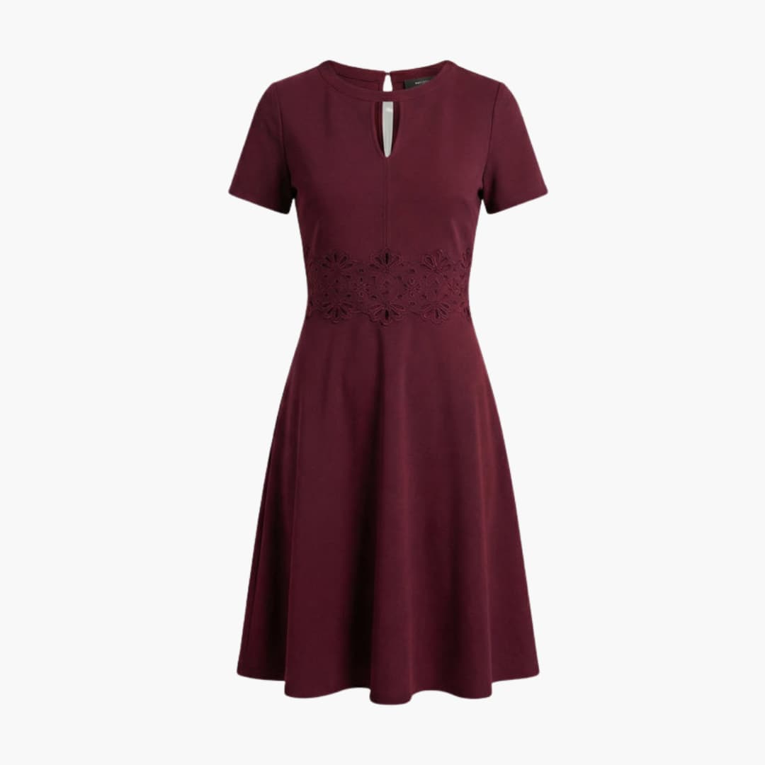 Women’s Lace Waist Dress with Short Sleeves and Defined Fit