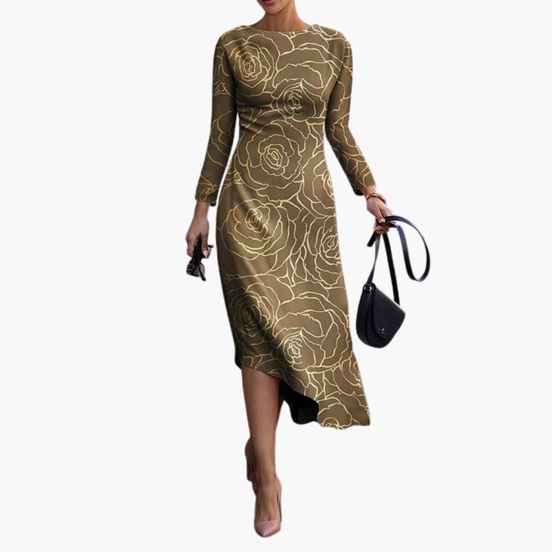 Women’s Long Sleeve Dress with Asymmetrical Hem