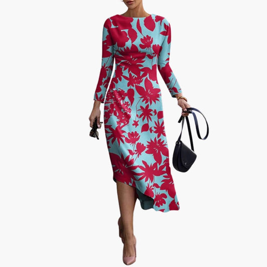 Women’s Long Sleeve Dress with Asymmetrical Hem