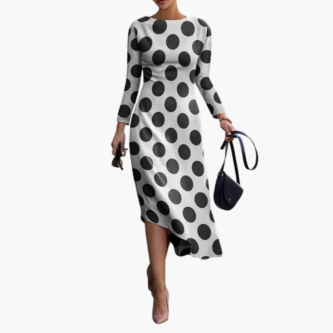 Women’s Long Sleeve Dress with Asymmetrical Hem