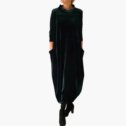 Women's Long Sleeve Evening Dress with Textured Material