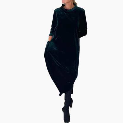 Women's Long Sleeve Evening Dress with Textured Material