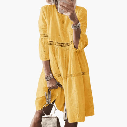 Women’s Long Sleeve Knit Dress with Relaxed Fit and Knee-Length Design