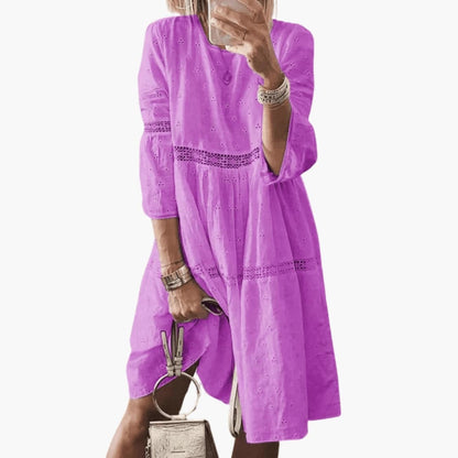Women’s Long Sleeve Knit Dress with Relaxed Fit and Knee-Length Design