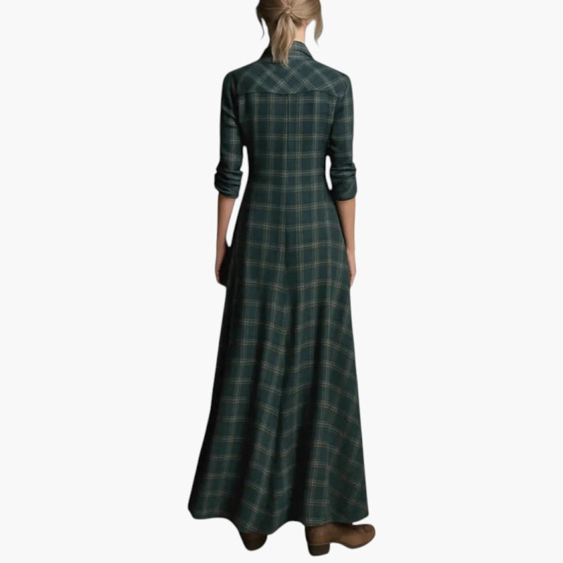 Women's Maxi Dress with Button Closure and Side Pockets