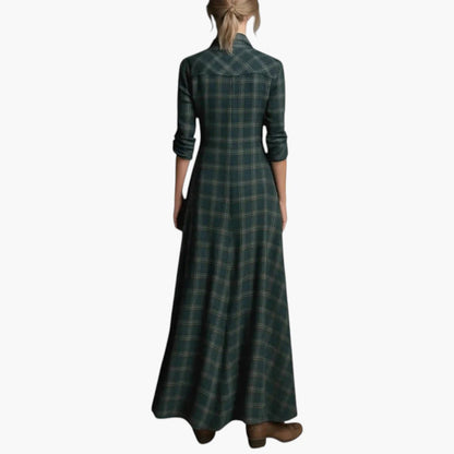 Women's Maxi Dress with Button Closure and Side Pockets