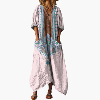 Women's Maxi Dress with Embroidery and Pockets