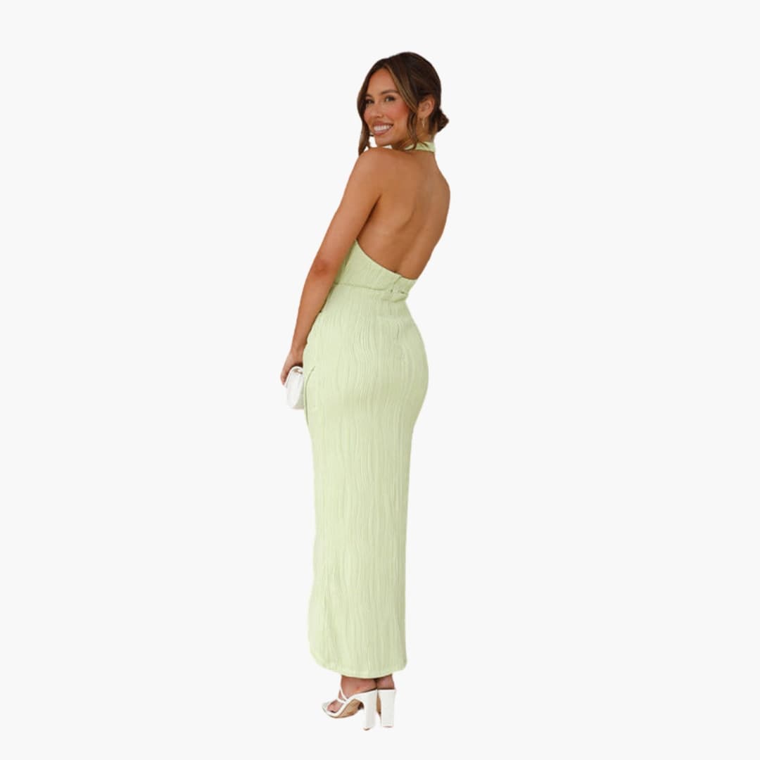 Women’s Maxi Dress with Halter Neck and Side Slit