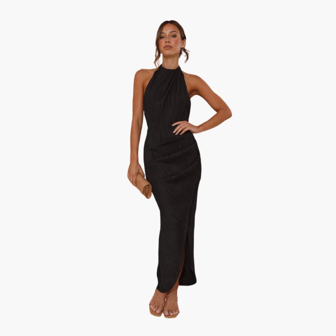 Women’s Maxi Dress with Halter Neck and Side Slit