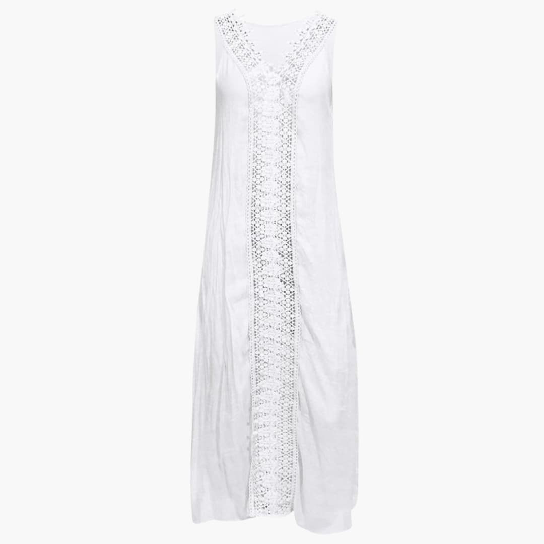 Women’s Maxi Dress with Lace Trim and Side Slits