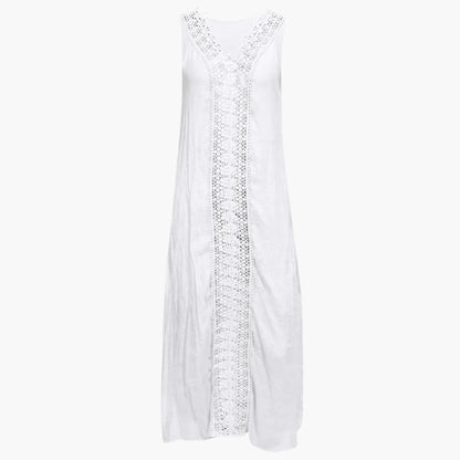 Women’s Maxi Dress with Lace Trim and Side Slits