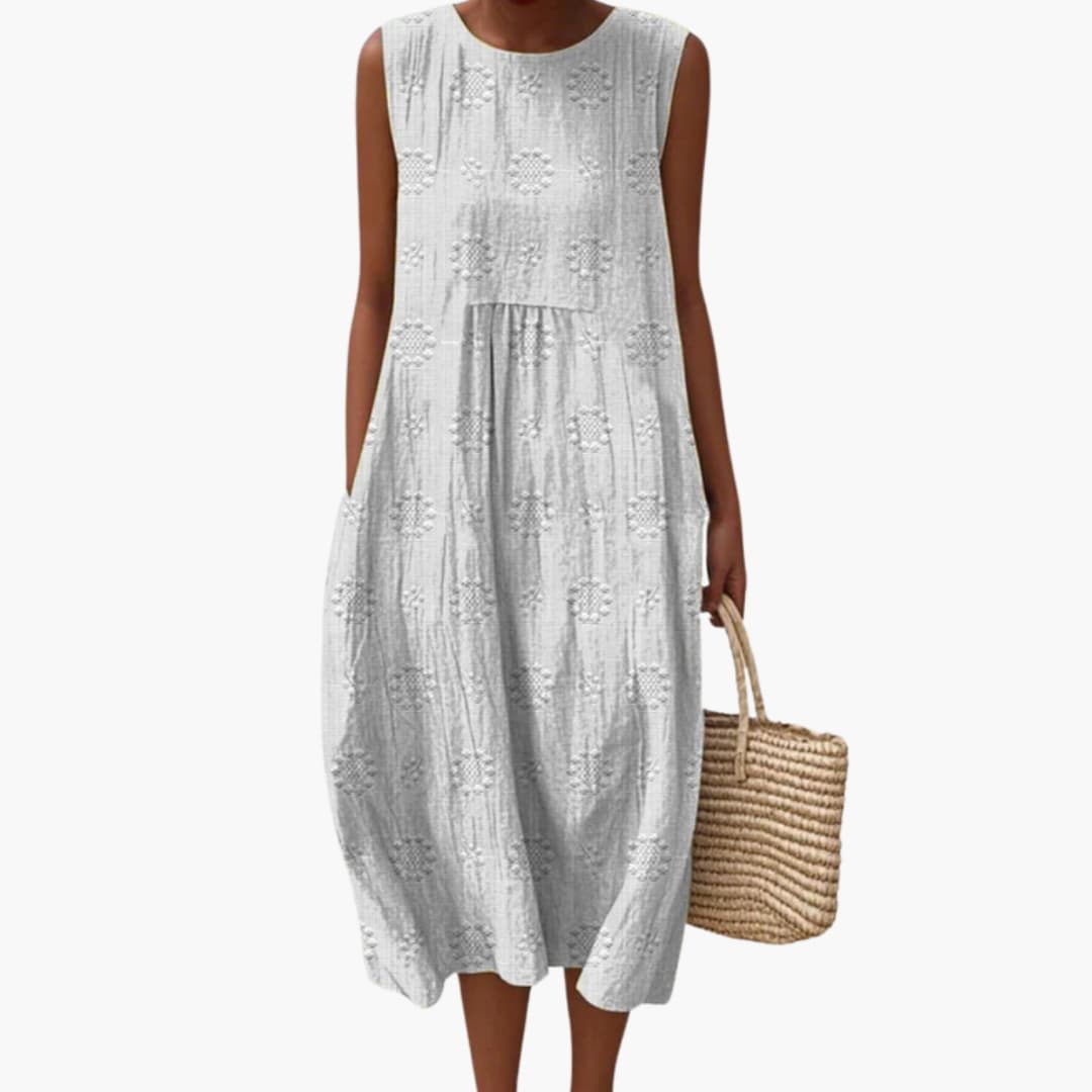 Women's Maxi Dress with Sleeveless Design and Side Pockets