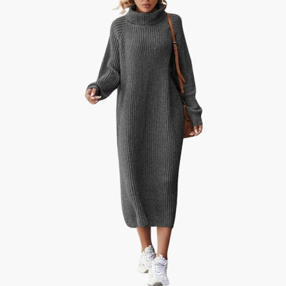 Women’s Maxi Sweater Dress with Collar and Long Sleeves