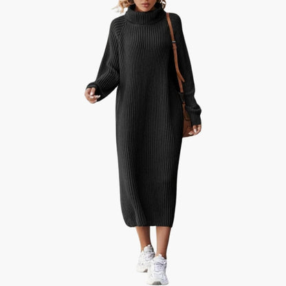 Women’s Maxi Sweater Dress with Collar and Long Sleeves