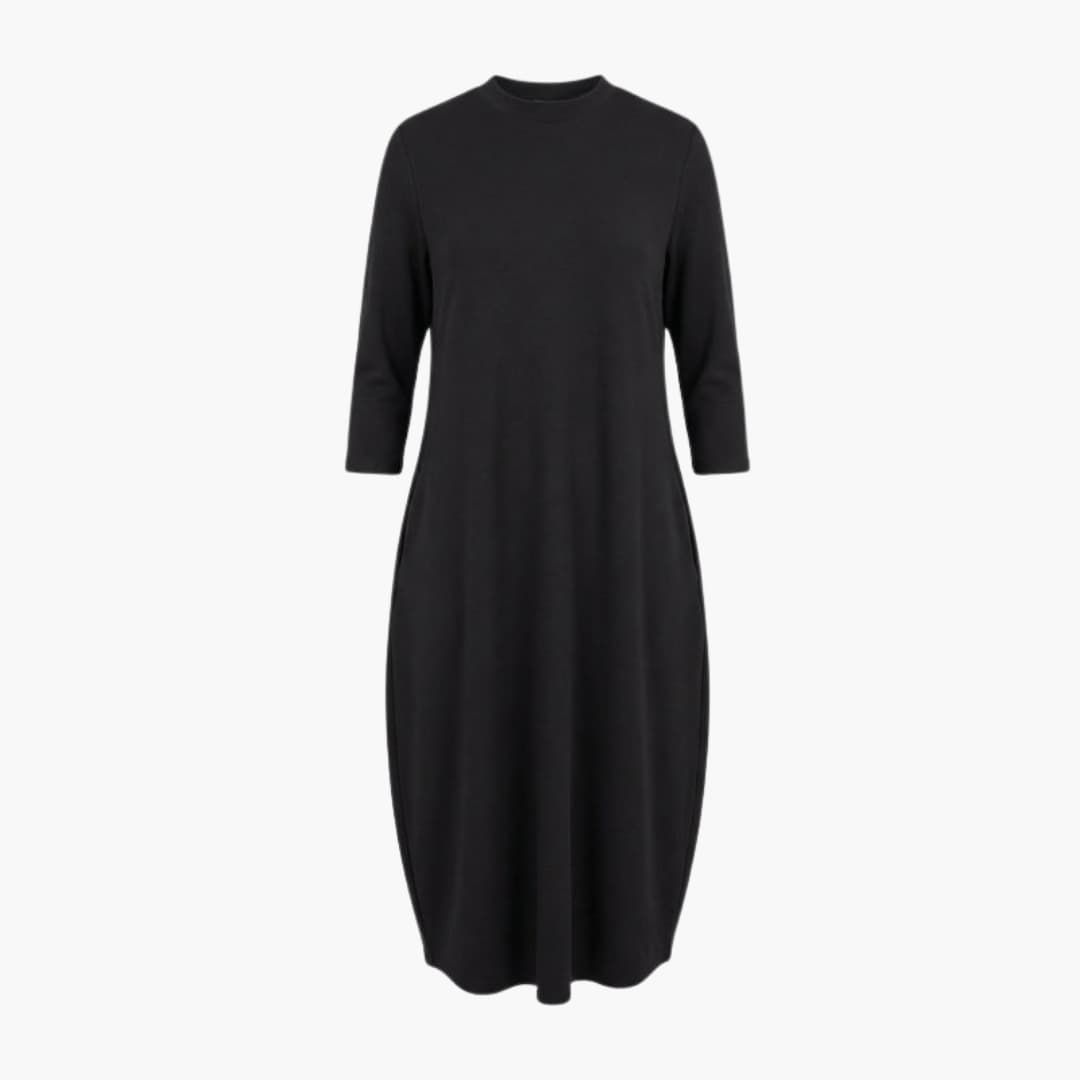 Women’s Midi Dress with Round Neck - Side Pocket