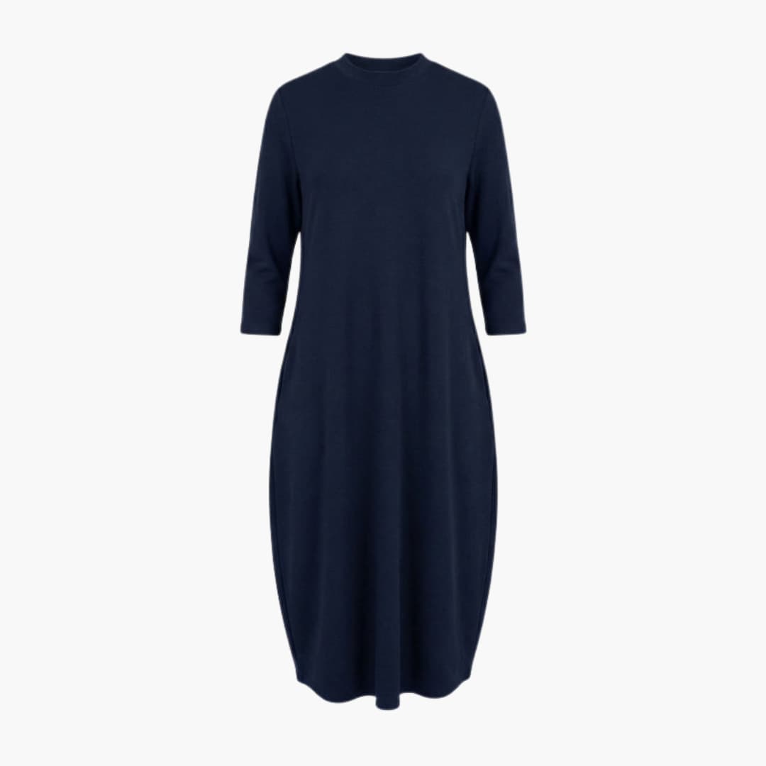 Women’s Midi Dress with Round Neck - Side Pocket