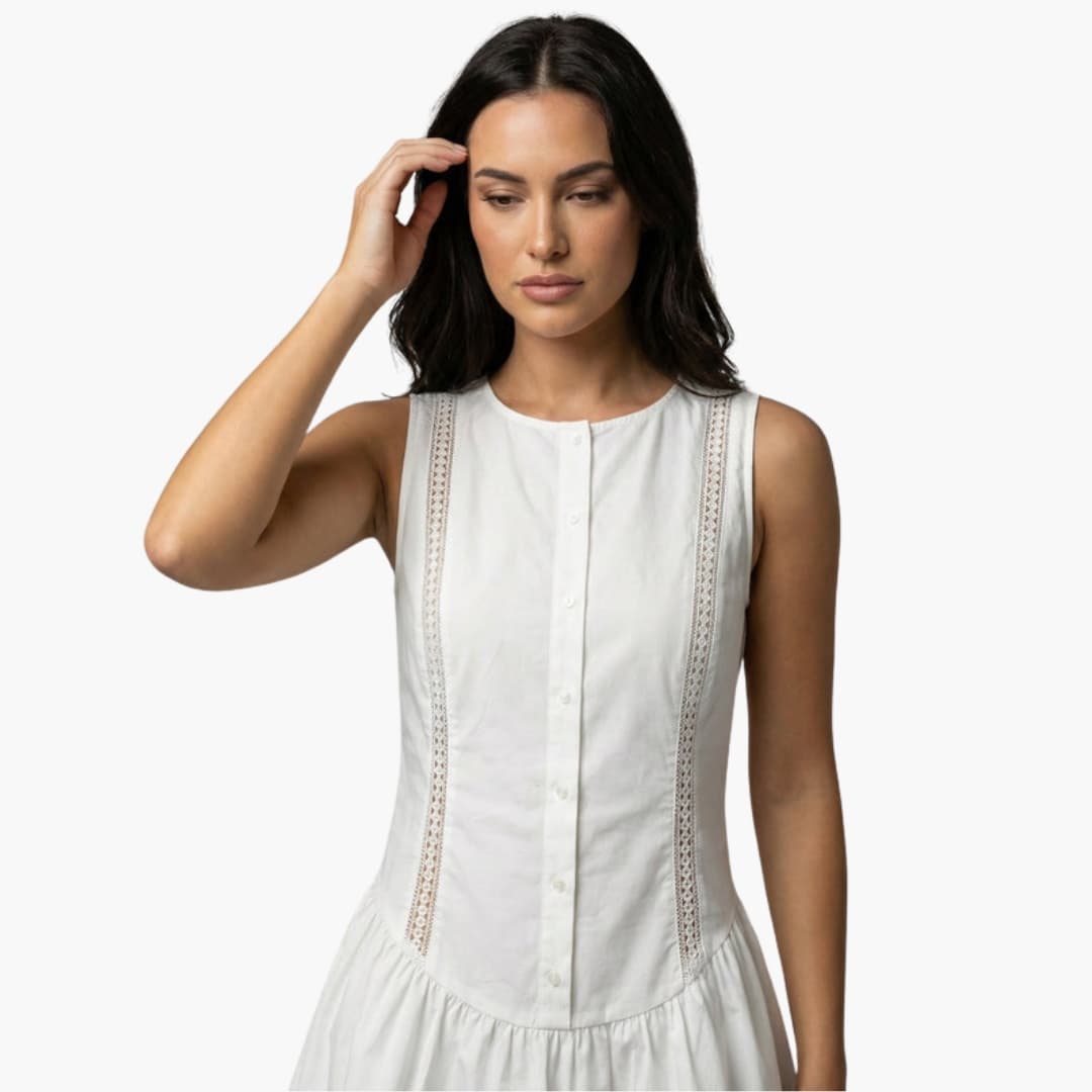 Women’s Mini Dress with Round Neck and Side Cut Outs