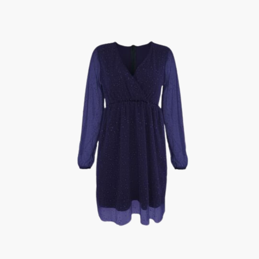 Women’s Mini Dress with Surplice Neck and Balloon Sleeves
